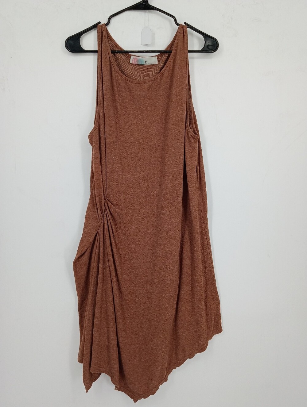 Free People Rust Brown Ruched Side & Smocked Back Mini Dress Size Medium